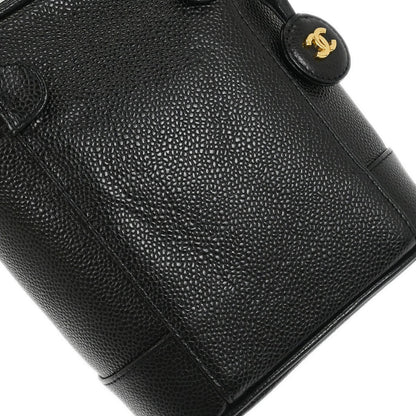 Chanel Vintage Timeless Cosmetic Case Caviar, BLACK, LEATHER, Clutche & pouche