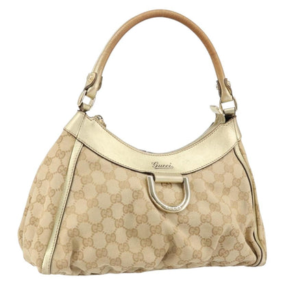 Gucci D Ring Hobo GG Canvas, BEIGE, CANVAS, Handbag