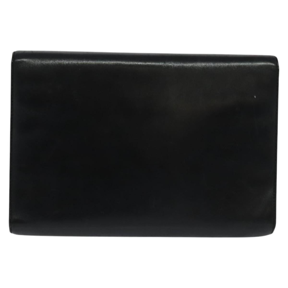 Salvatore Ferragamo Vintage Gancini Pochette Leather, BLACK, LEATHER, Clutche & pouche
