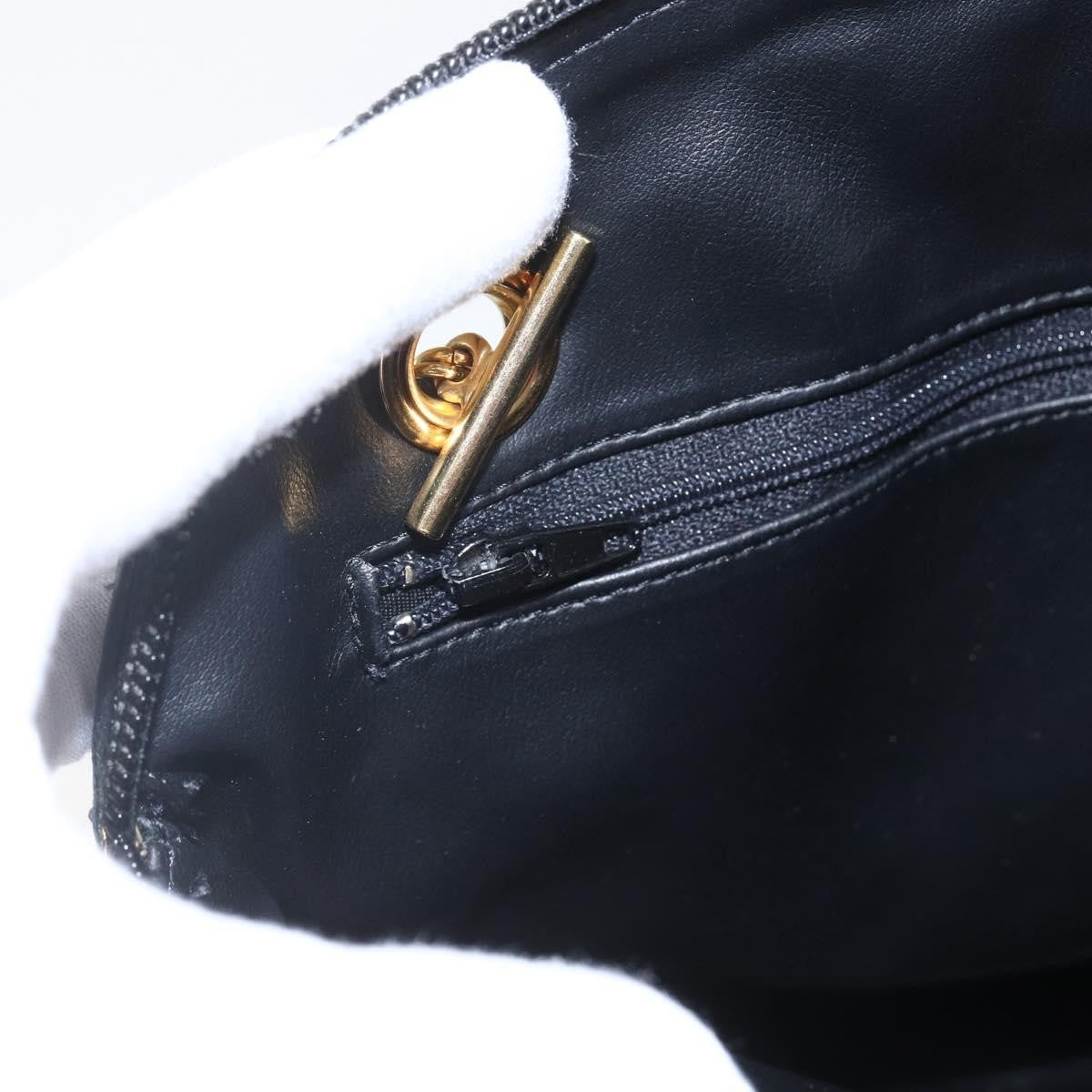 Bally Vintage Chain Shoulder Bag Quilted Leather, NAVY, LEATHER, Shoulder bag