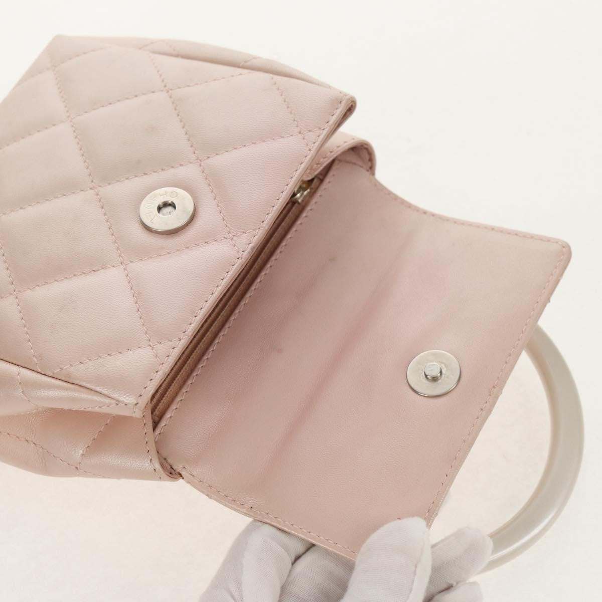 Chanel Ring Flap Bag Quilted Leather, PINK, LEATHER, Clutche & pouche