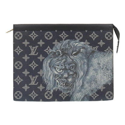 Louis Vuitton Pochette Voyage Limited Edition Chapman Savane Monogram Canvas, NAVY, CANVAS, Clutche & pouche