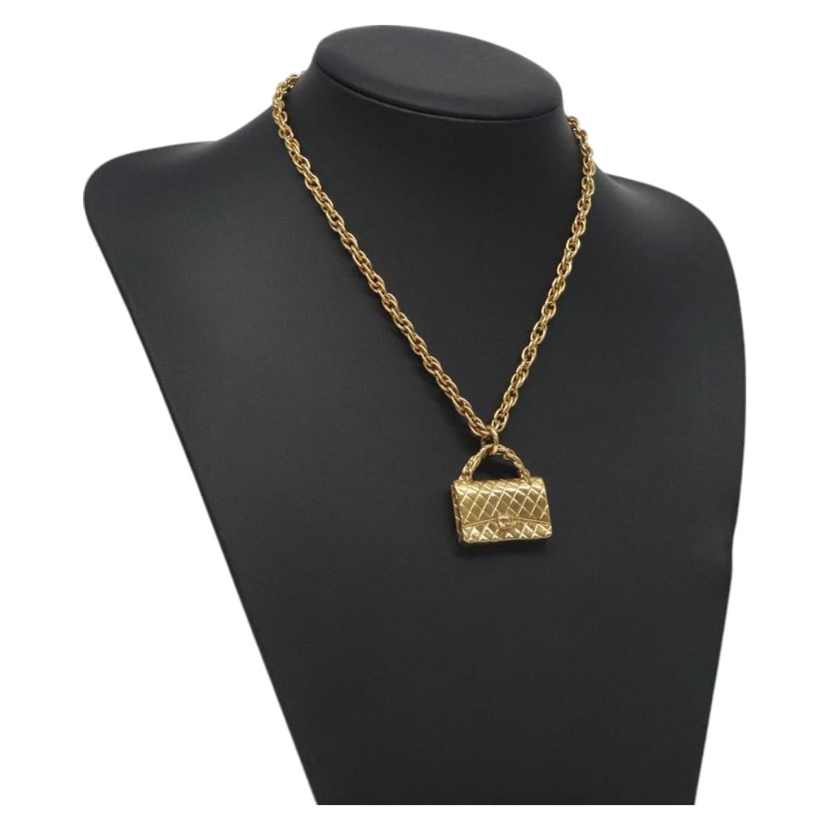 Chanel Flap Bag Pendant Necklace Metal, GOLD, METAL, Necklace