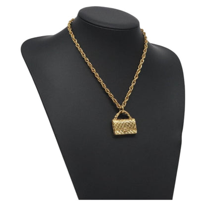 Chanel Flap Bag Pendant Necklace Metal, GOLD, METAL, Necklace
