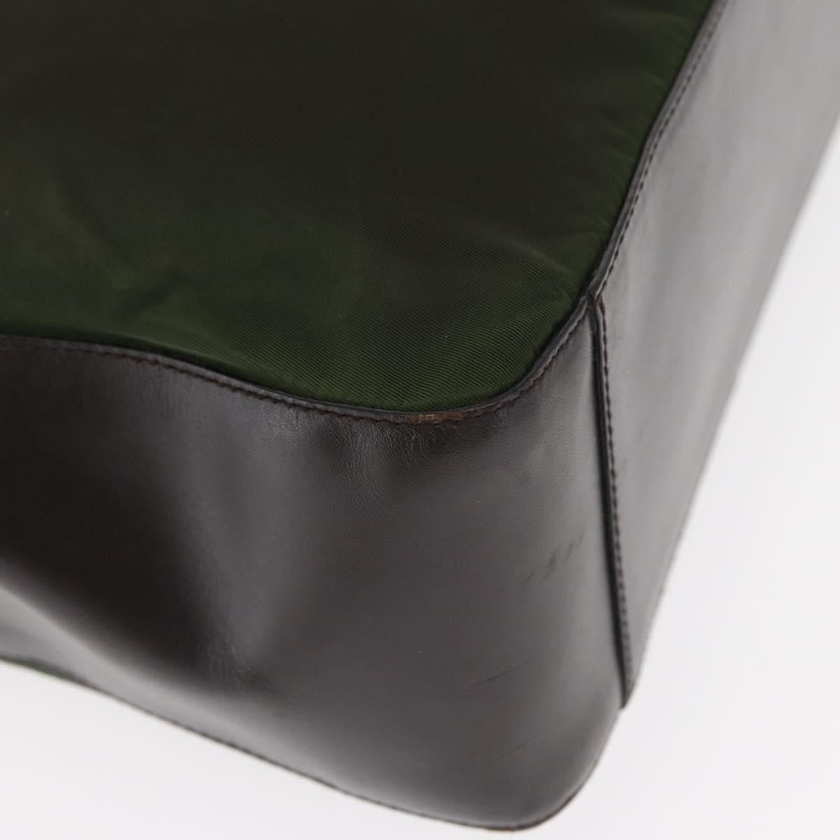 Prada Logo Shopping Tote Canvas with Leather, KHAKI, NYLON, Handbag