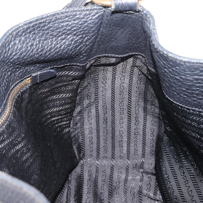 Prada Side Pocket Hobo Vitello Daino, BLACK, LEATHER, Shoulder bag