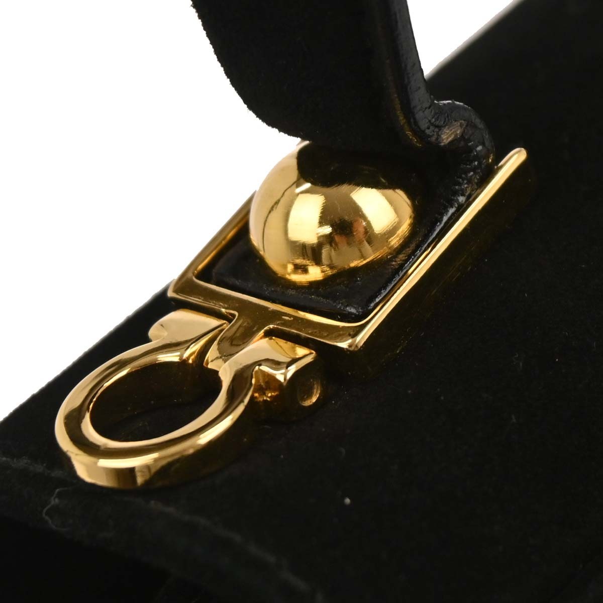 Salvatore Ferragamo Gancini Convertible Top Handle Bag Suede, BLACK, SUEDE, Handbag