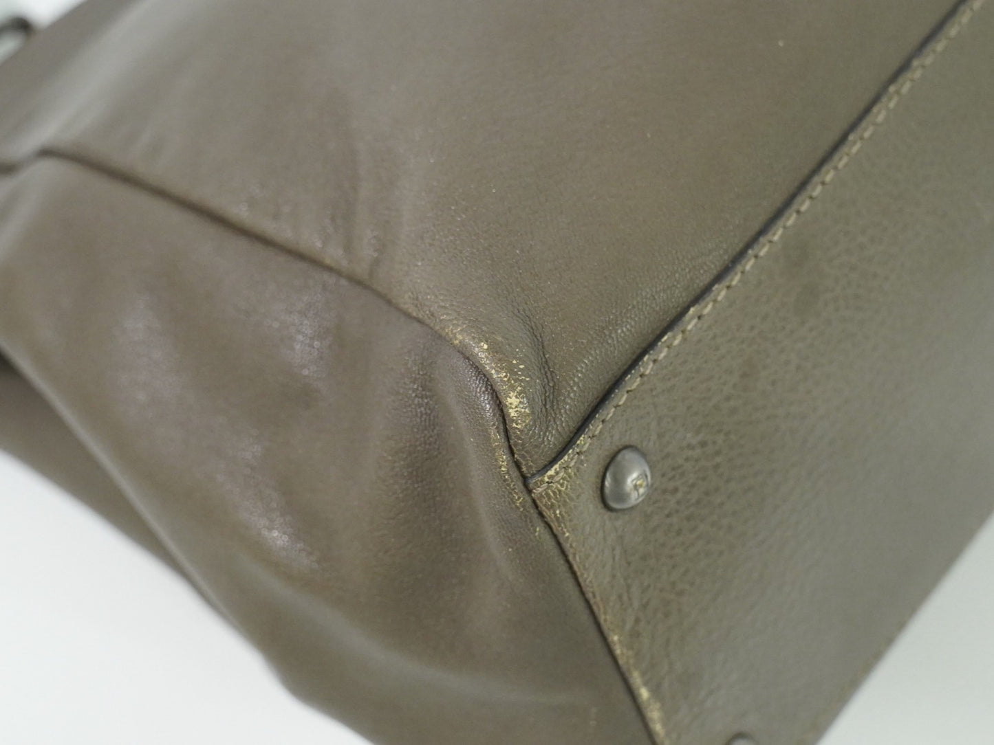 Fendi Peekaboo Bag Leather, GRAY, LEATHER, Handbag