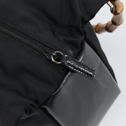 Gucci Vintage Bamboo Handle Bag Leather, BLACK, LEATHER, Handbag