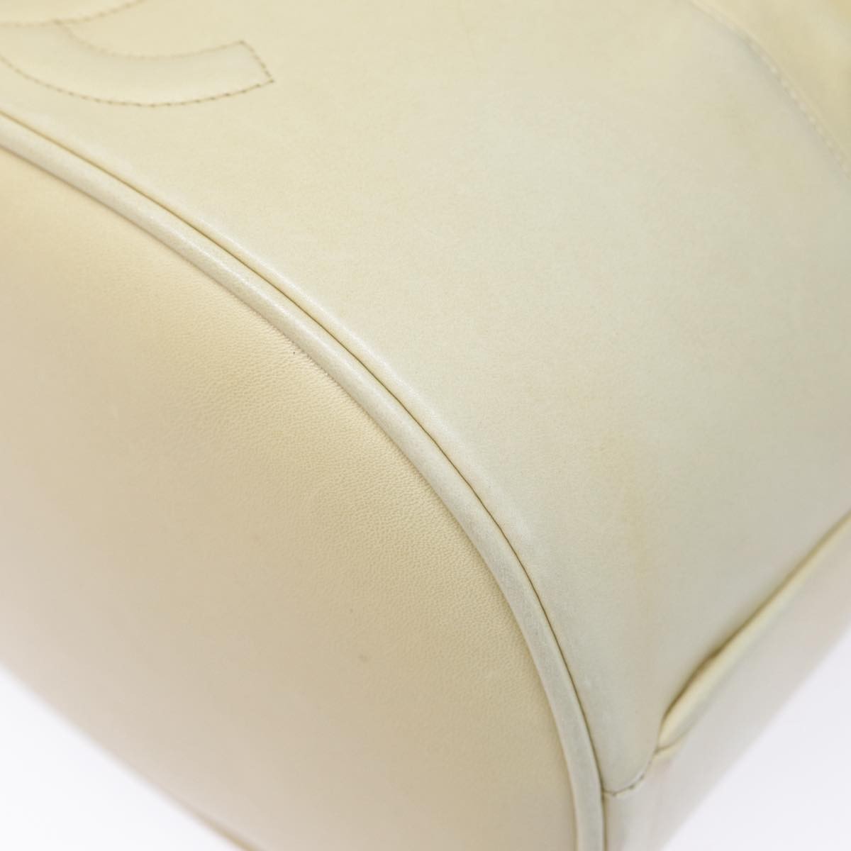 Chanel Vintage CC Drawstring Bucket Bag Lambskin, BEIGE, LEATHER, Shoulder bag