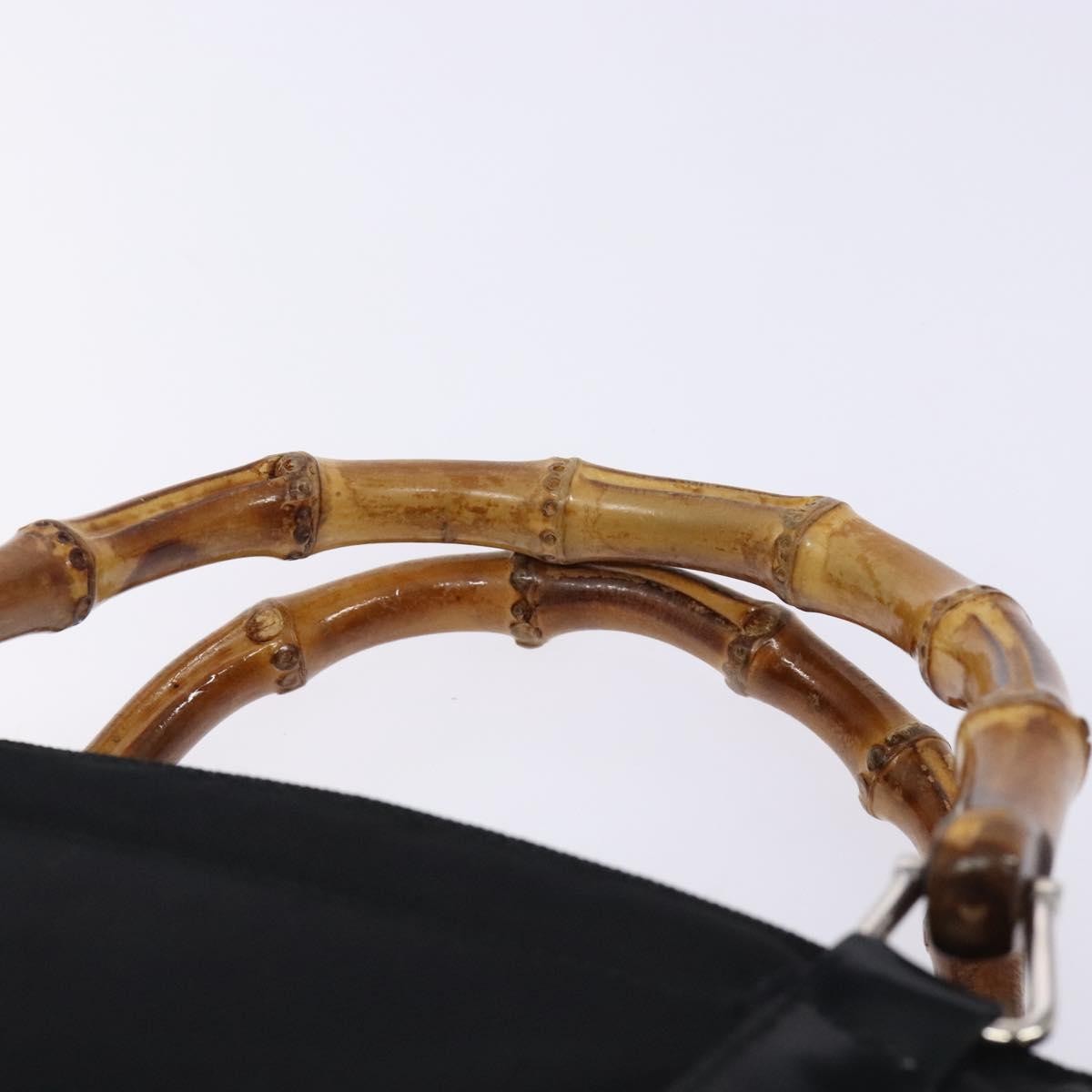 Gucci Vintage Bamboo Handle Tote Nylon, BLACK, NYLON, Tote bag