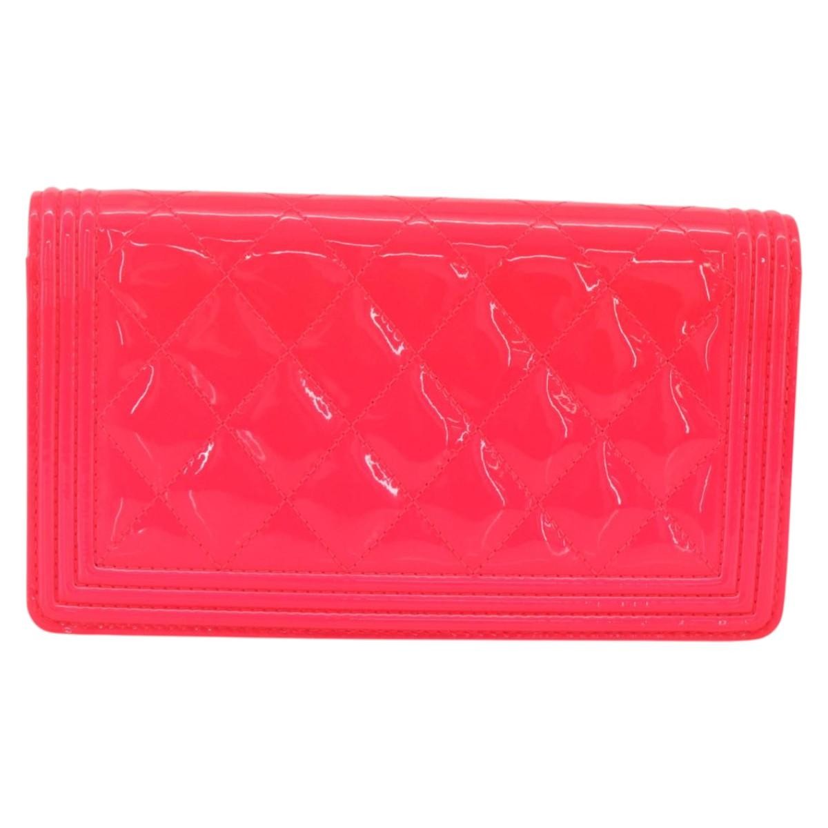 Chanel Boy Yen Wallet Quilted Patent, PINK, PATENT_LEATHER, Wallets