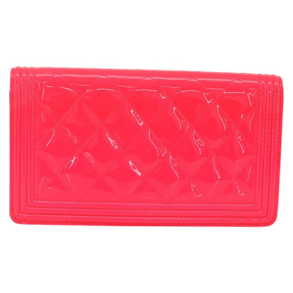 Chanel Boy Yen Wallet Quilted Patent, PINK, PATENT_LEATHER, Wallets