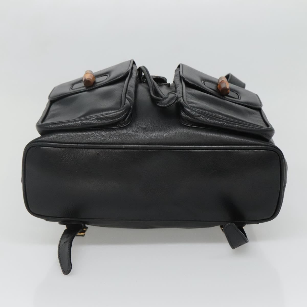 Gucci Vintage Bamboo Backpack Leather, BLACK, LEATHER, Backpack