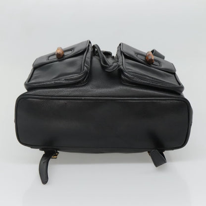 Gucci Vintage Bamboo Backpack Leather, BLACK, LEATHER, Backpack
