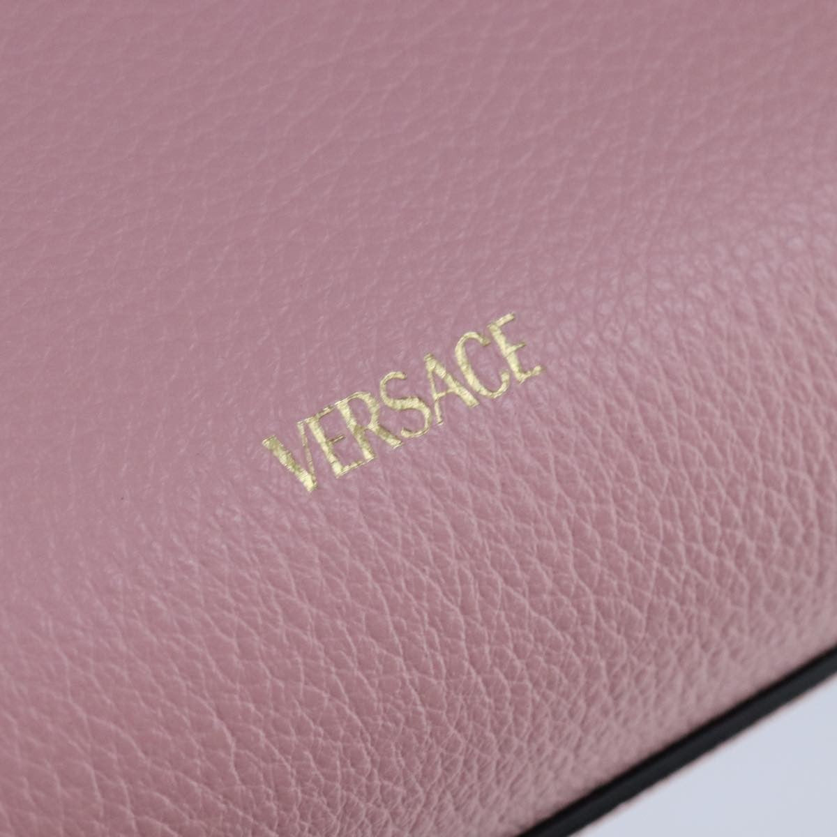 Versace Virtus Front Pocket Tote Leather, PINK, LEATHER, Tote bag