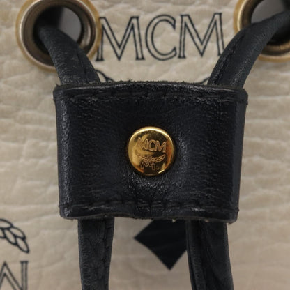 MCM Drawstring Shoulder Bag Leather, WHITE, PVC, Shoulder bag