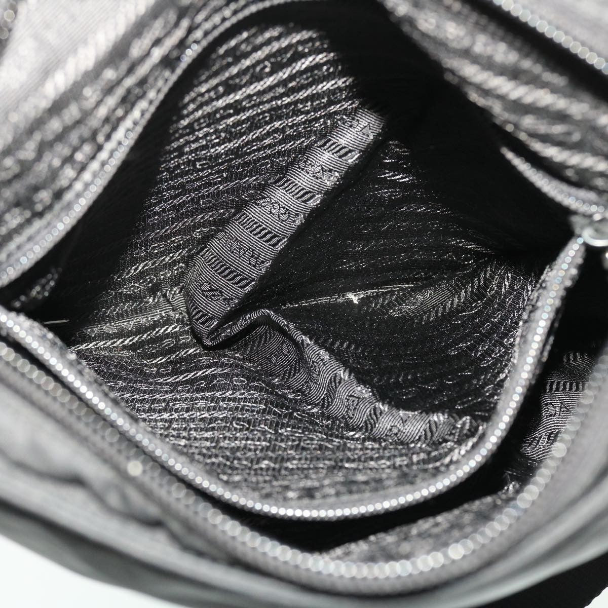 Prada Zip Messenger Bag Horizontal Quilt Tessuto, BLACK, NYLON, Shoulder bag