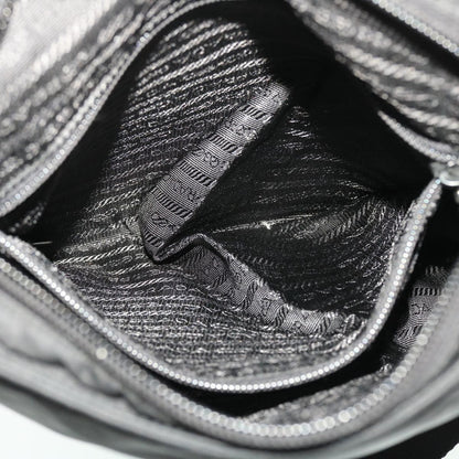 Prada Zip Messenger Bag Horizontal Quilt Tessuto, BLACK, NYLON, Shoulder bag
