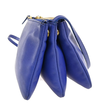 Celine Trio Crossbody Bag Leather, Blue, Leather, Shoulder Bag
