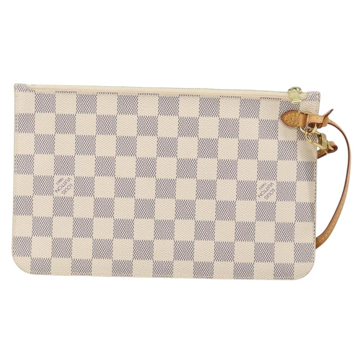 Louis Vuitton Neverfull Pochette Damier, BEIGE, CANVAS, Clutche & pouche