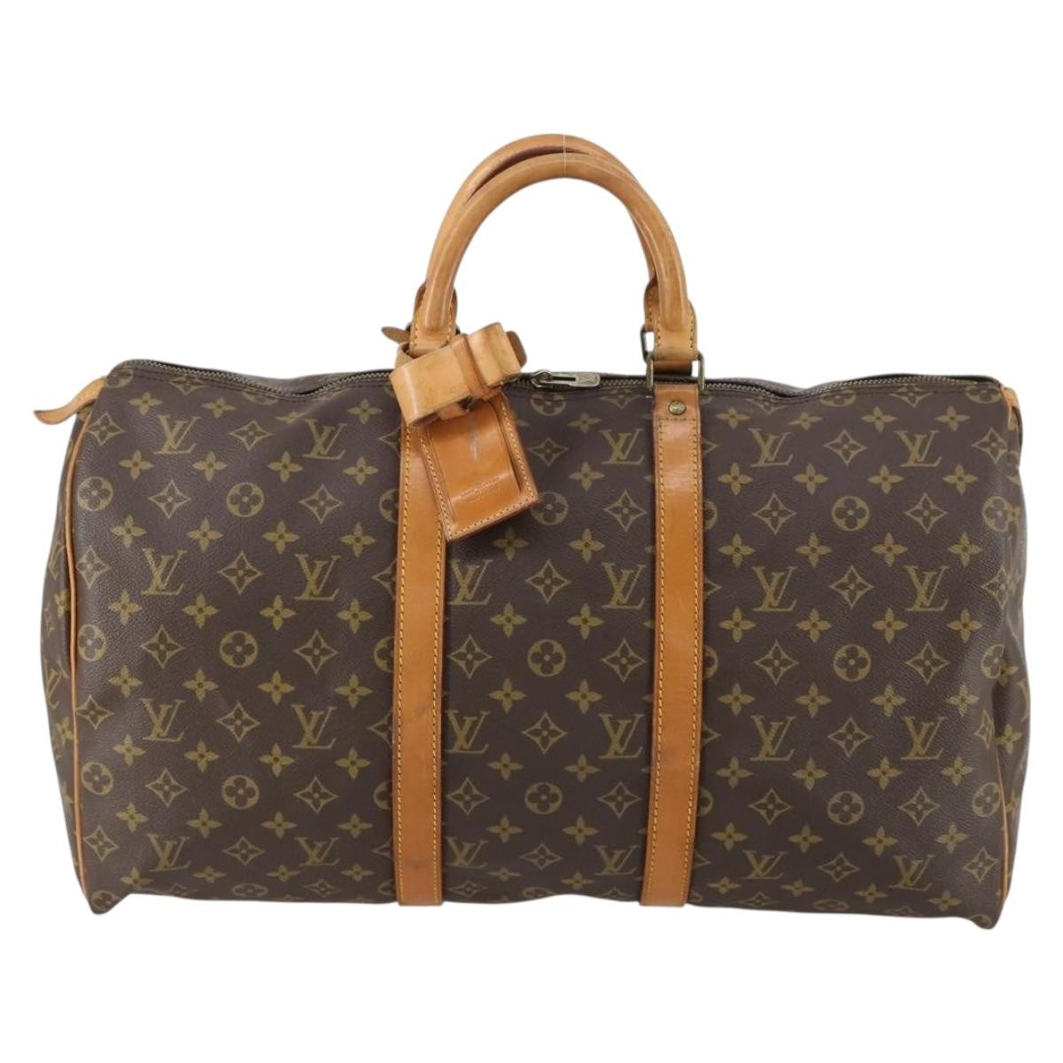 Louis Vuitton Keepall Bag Monogram Canvas, BROWN, CANVAS, Travel bag