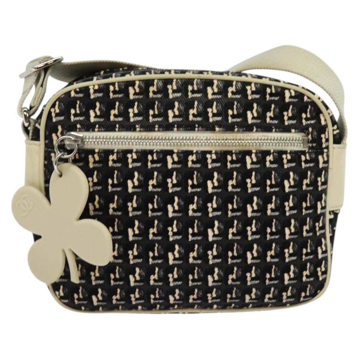 Chanel Vintage Clover Camera Bag Printed Canvas, BLACK, CANVAS, Shoulder bag