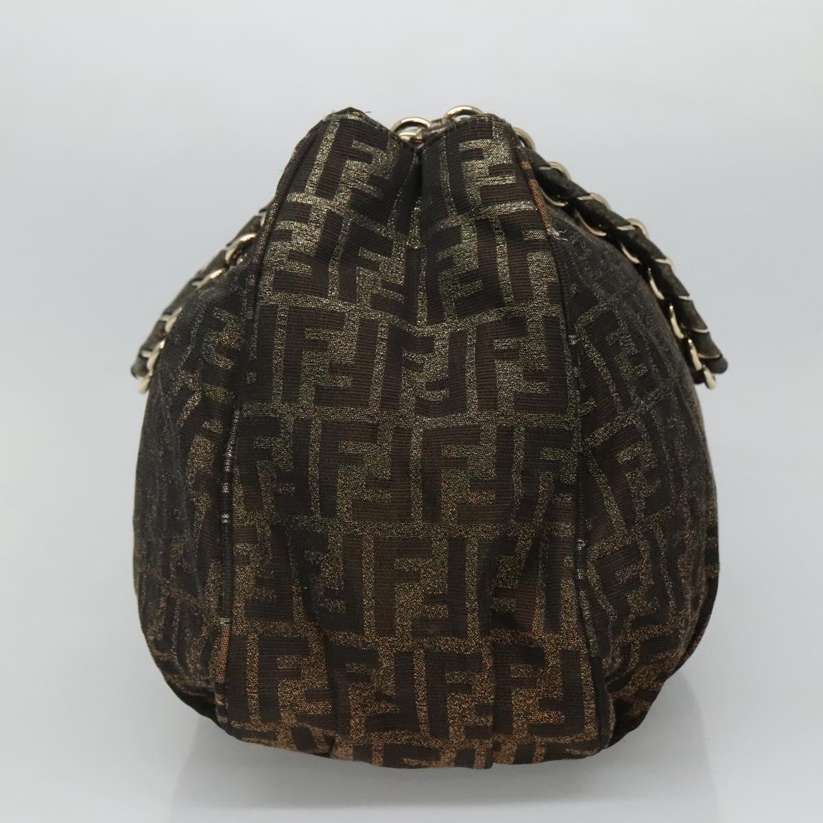 Fendi Mia Tote Metallic Zucca Canvas, BROWN, CANVAS, Tote bag