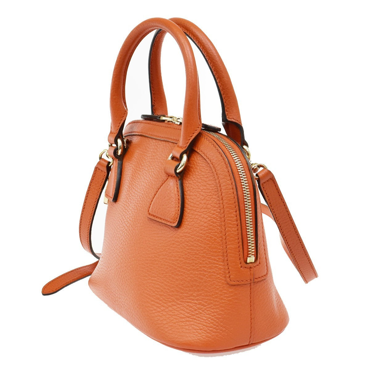 Gucci GG Charm Convertible Dome Satchel Leather, ORANGE, LEATHER, Handbag
