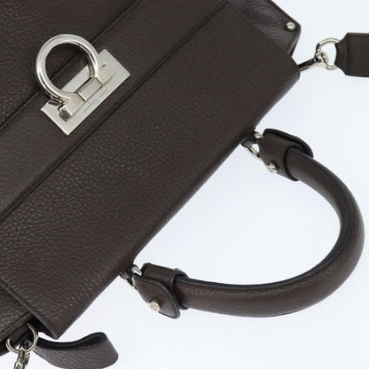 Salvatore Ferragamo Gancini handbag Leather, BROWN, LEATHER, Handbag
