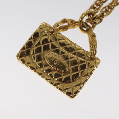 Chanel Flap Bag Pendant Necklace Metal, GOLD, METAL, Necklace