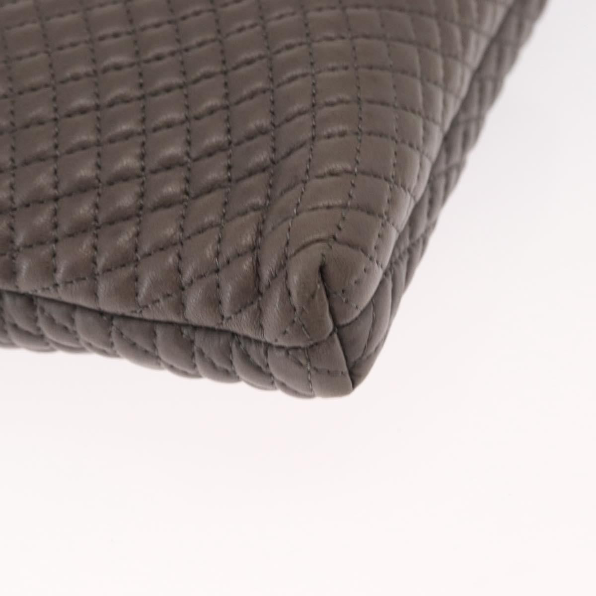 Bally Vintage Chain Shoulder Bag Quilted Leather, GRAY, LEATHER, Shoulder bag