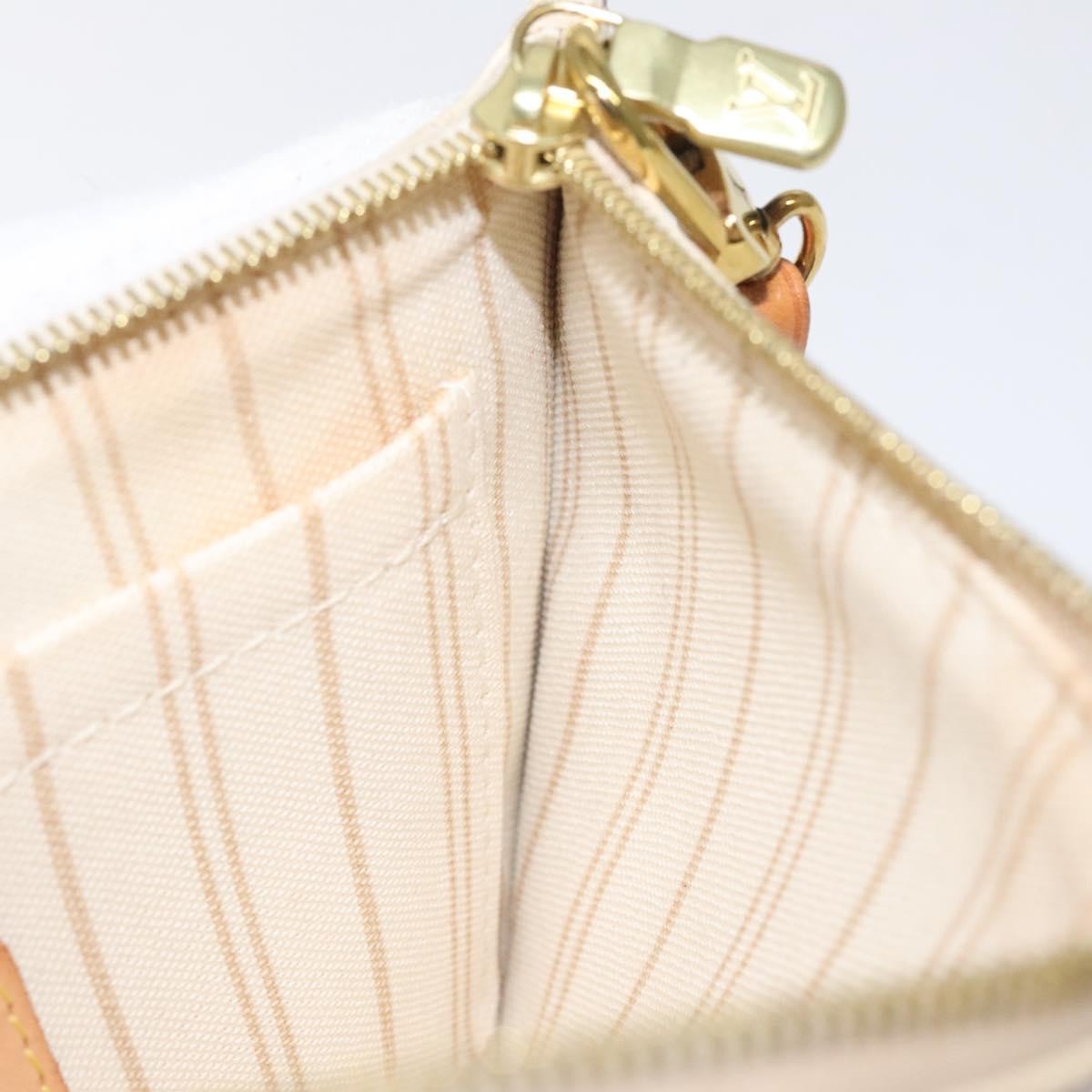 Louis Vuitton Neverfull Pochette Damier, WHITE, CANVAS, Clutche & pouche