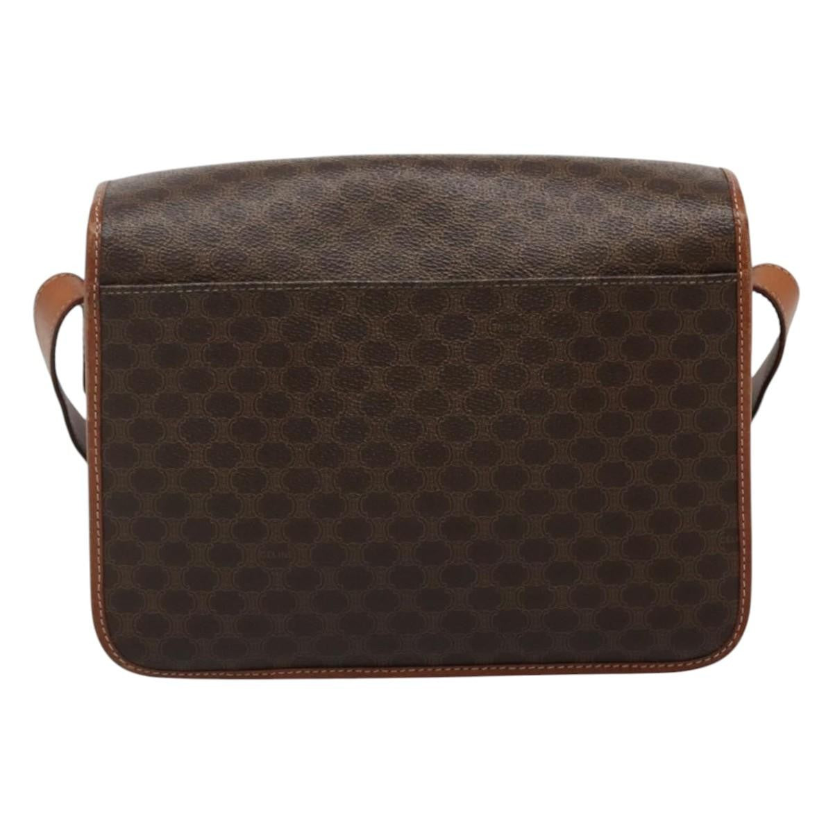 Celine Vintage Macadam Shoulder Bag Canvas and Leather, BROWN, CANVAS, Shoulder bag