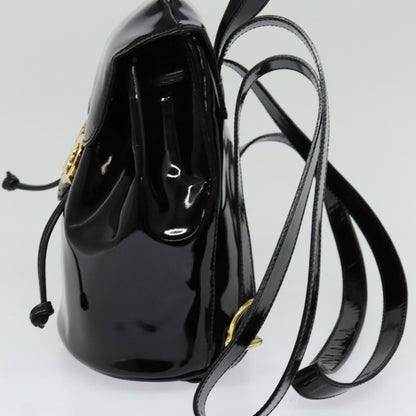 Salvatore Ferragamo Gancini Flap Drawstring Backpack Patent leather, BLACK, PATENT_LEATHER, Backpack