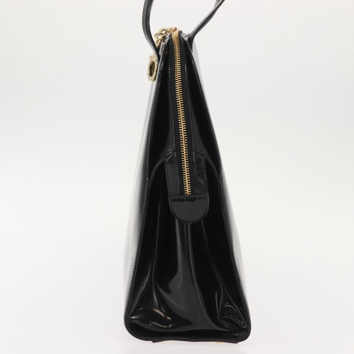 Salvatore Ferragamo Gancini Tote Patent leather, BLACK, PATENT_LEATHER, Tote bag