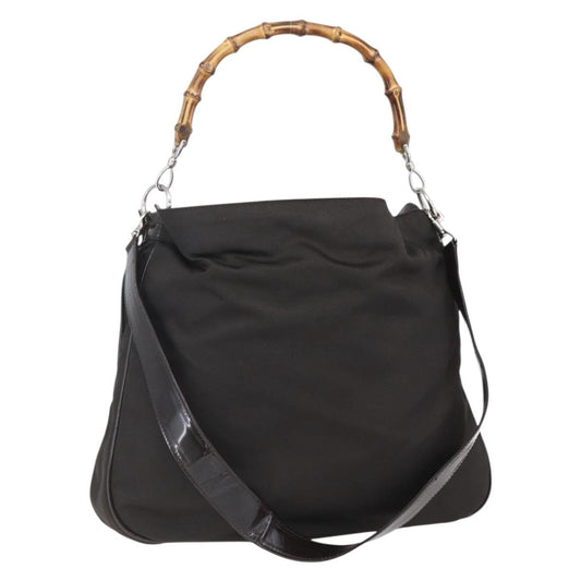 Gucci Vintage Bamboo Handle Bag Nylon, BROWN, NYLON, Handbag