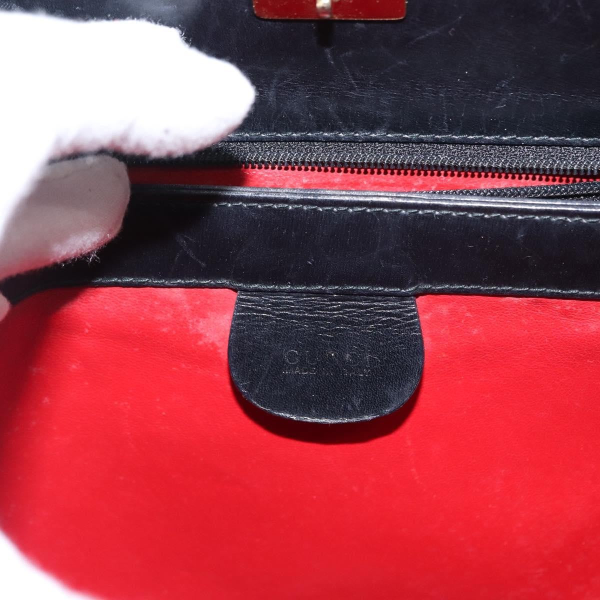 Gucci Vintage Convertible Bamboo Box Crossbody Bag Leather, BLACK, LEATHER, Handbag