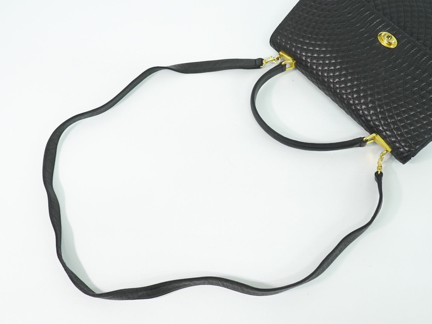 Bally Vintage Handbag Quilted Leather, BLACK, LEATHER, Handbag