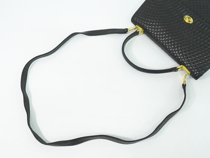 Bally Vintage Handbag Quilted Leather, BLACK, LEATHER, Handbag