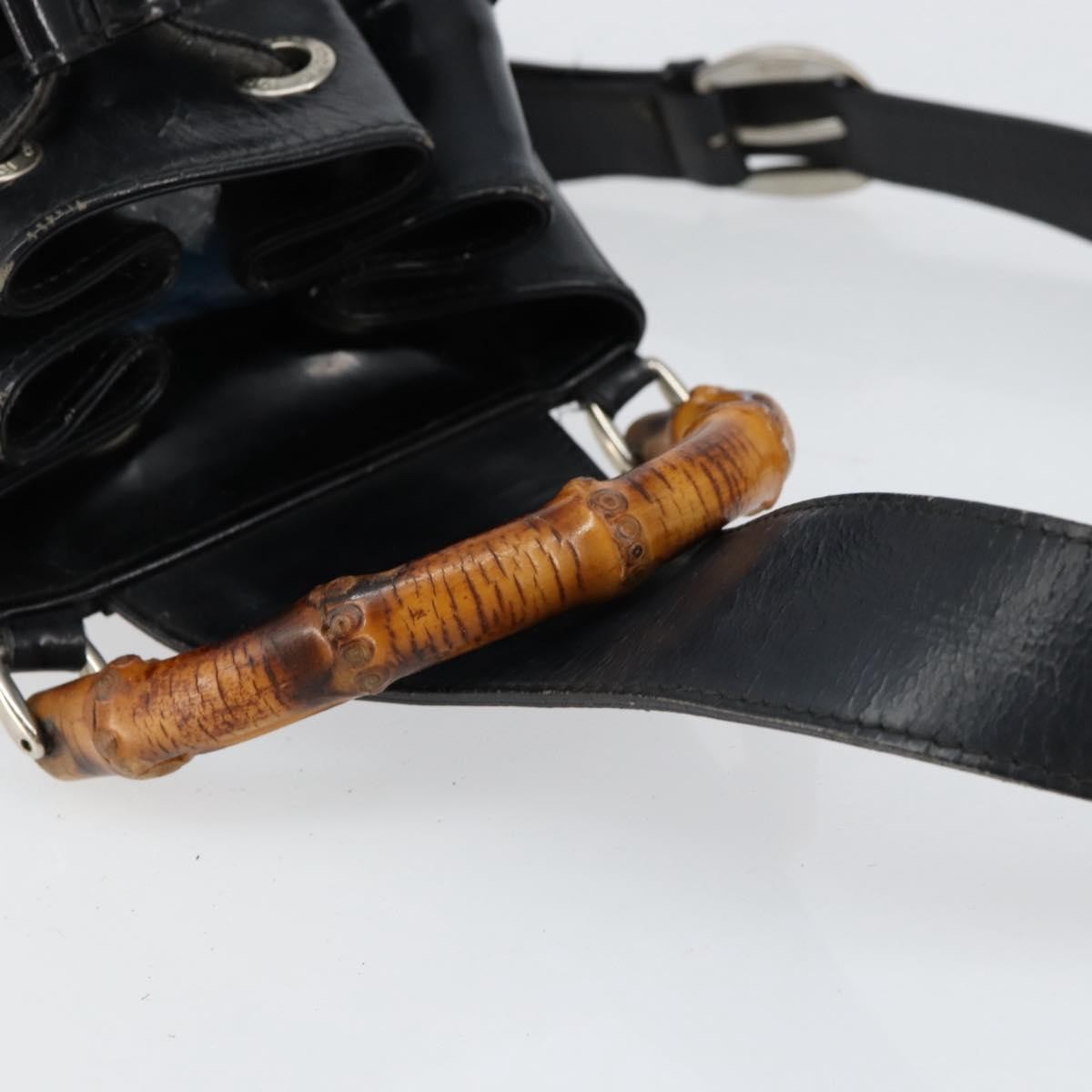 Gucci Vintage Bamboo Sling Backpack Nylon, BLACK, NYLON, Shoulder bag