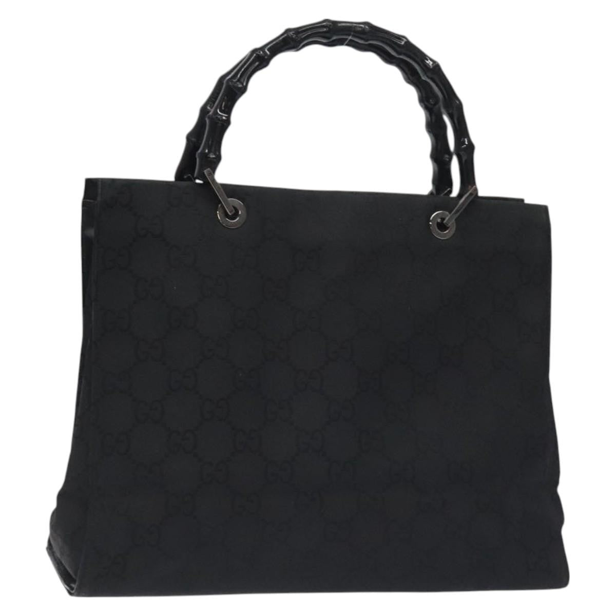 Gucci Vintage Bamboo Handle Tote GG Nylon, BLACK, NYLON, Tote bag
