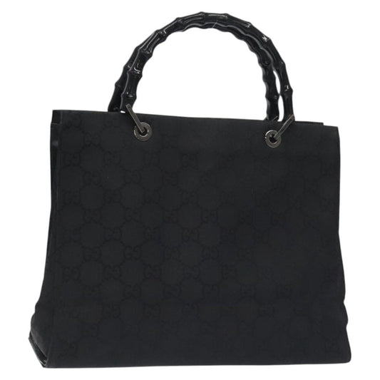 Gucci Vintage Bamboo Handle Tote GG Nylon, BLACK, NYLON, Tote bag