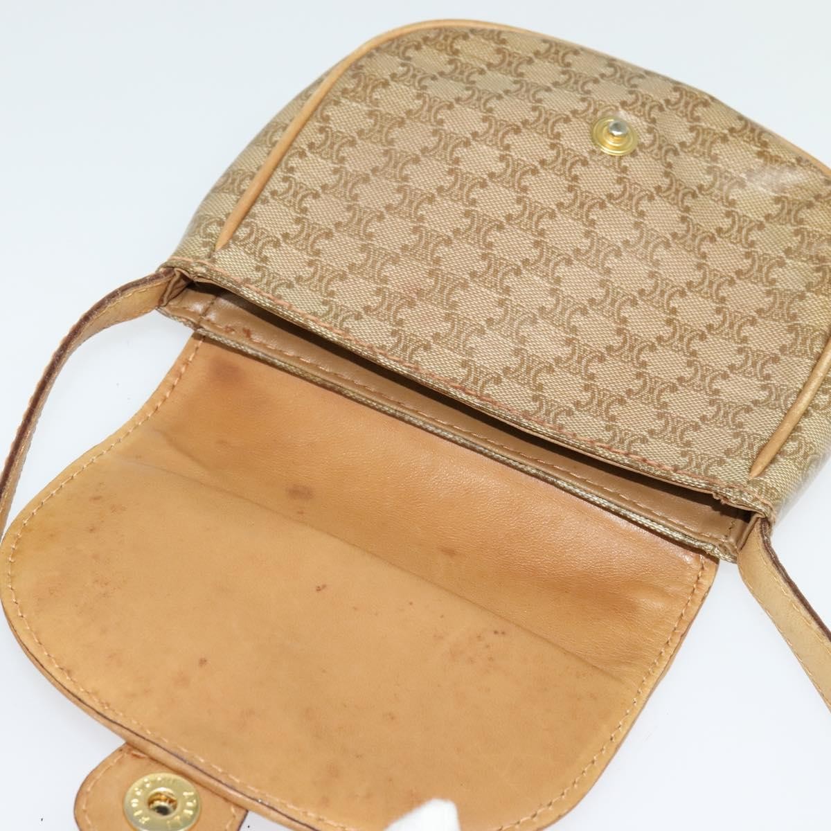 Celine Vintage Macadam Shoulder Bag Macadam Canva  Vinyl, BEIGE, PVC, Shoulder bag