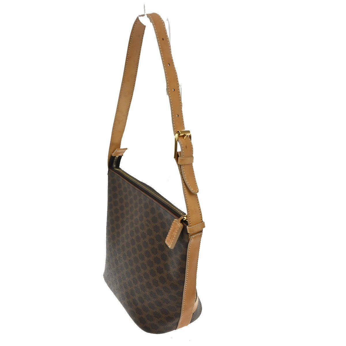 Celine Macadam Shoulder Bag PVC Leather, BROWN, CANVAS, Shoulder bag