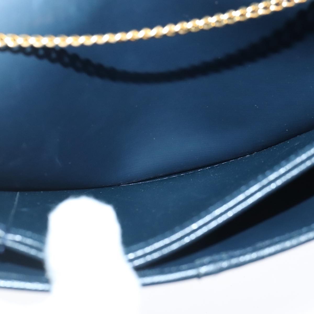 Christian Dior Vintage CD Chain Flap Shoulder Bag Leather, NAVY, LEATHER, Shoulder bag