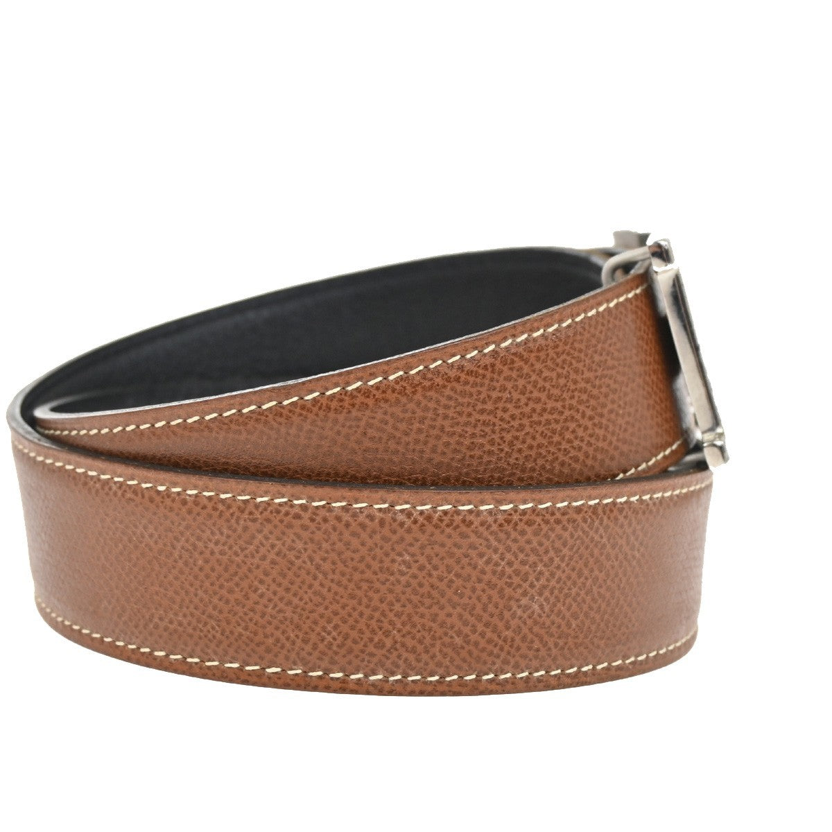 Hermes Constance Reversible Belt Leather, BLACK, LEATHER, Belts