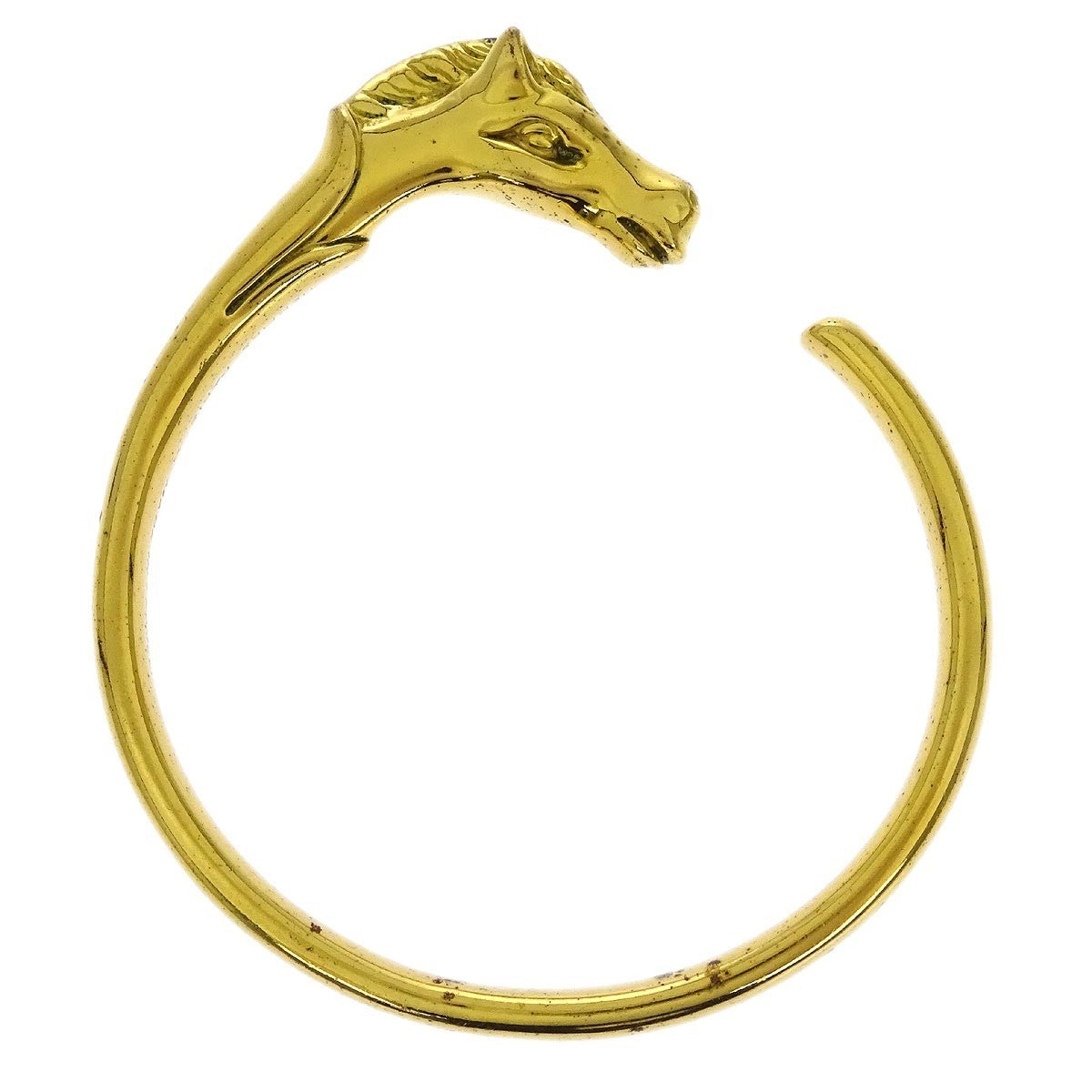 Hermes Horse Head Bangle Gold Plated Metal, GOLD, GOLD_PLATED, Bracelet