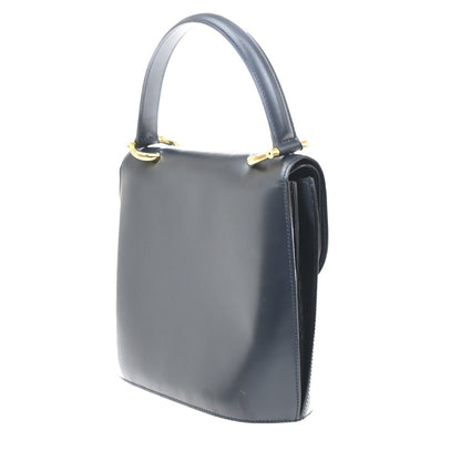 Celine Gancini Handbag Leather, NAVY, LEATHER, Handbag