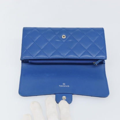 Chanel CC Gusset Classic Flap Wallet Quilted Lambskin, BLUE, LEATHER, Wallets